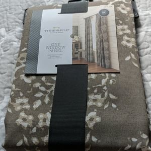 Two curtain panels (84") in gray paisley floral